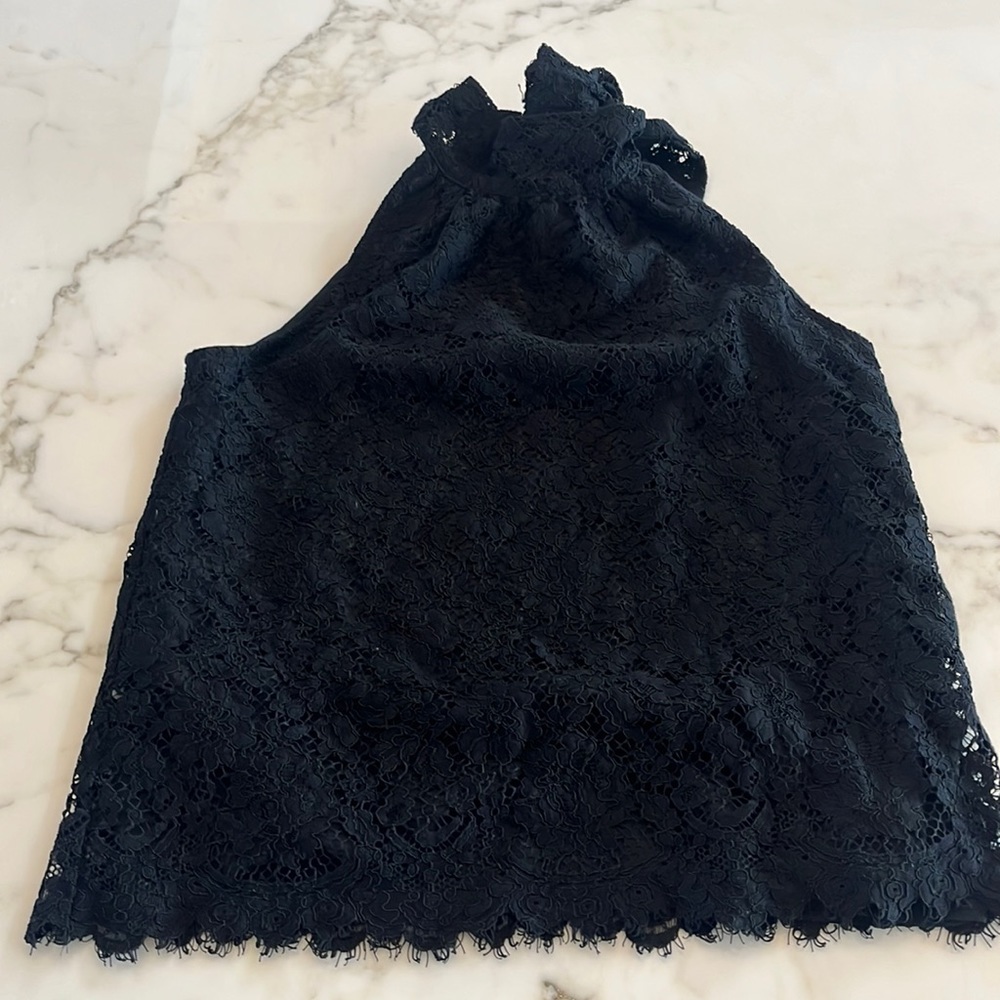 Black lace j crew tank top